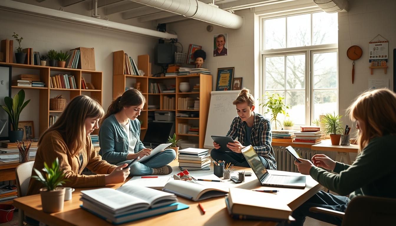 Students working in research laboratory
